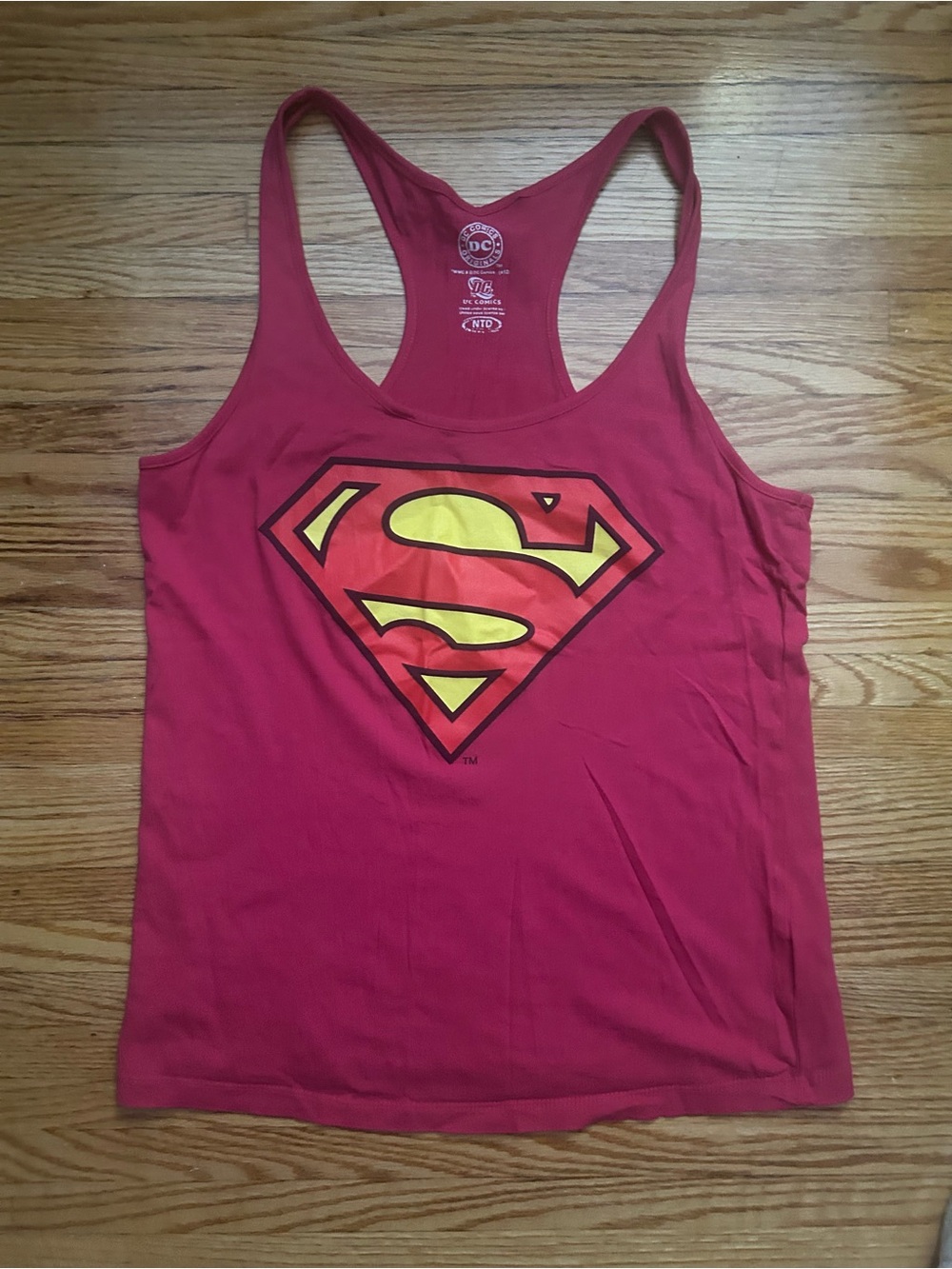 DC Comics Red Racerback Tank with White Logo Print